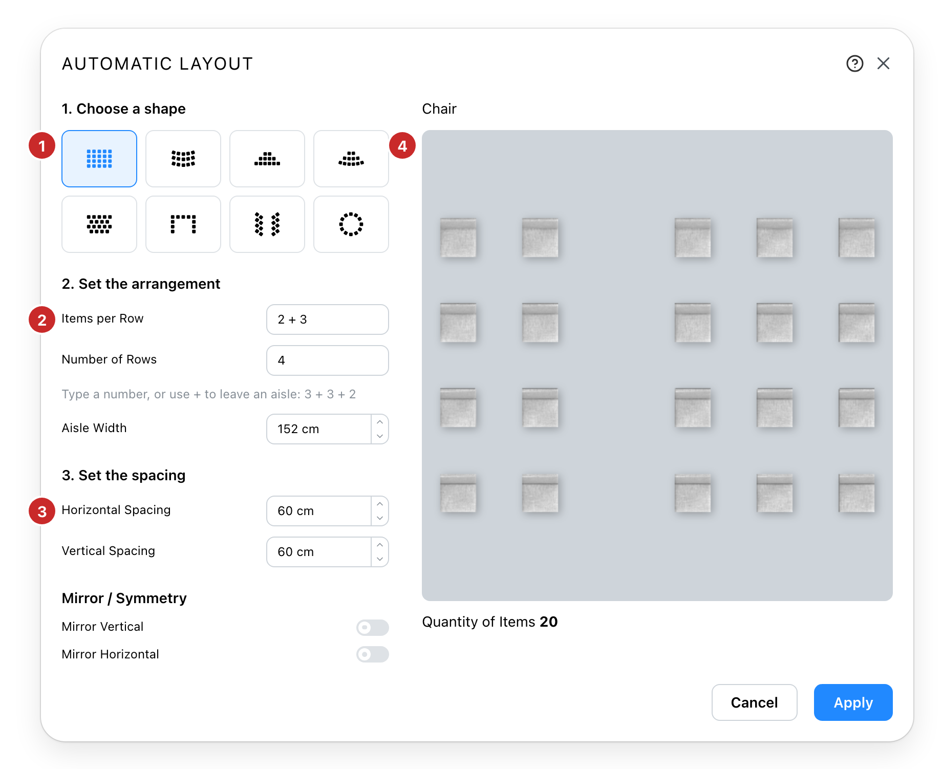 The Automatic Layout dialog