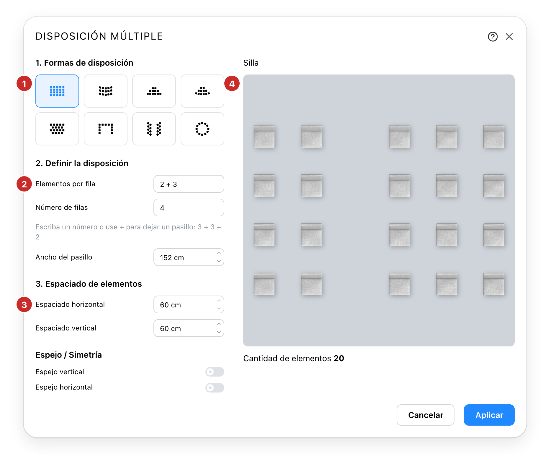 La ventana de Disposición múltiple