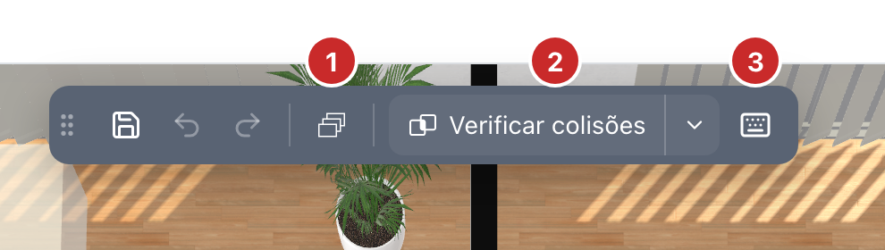 A barra de ferramentas sobre o modelo 3D