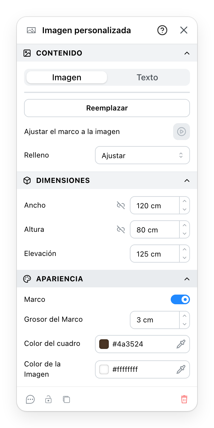 El panel Imagen personalizada