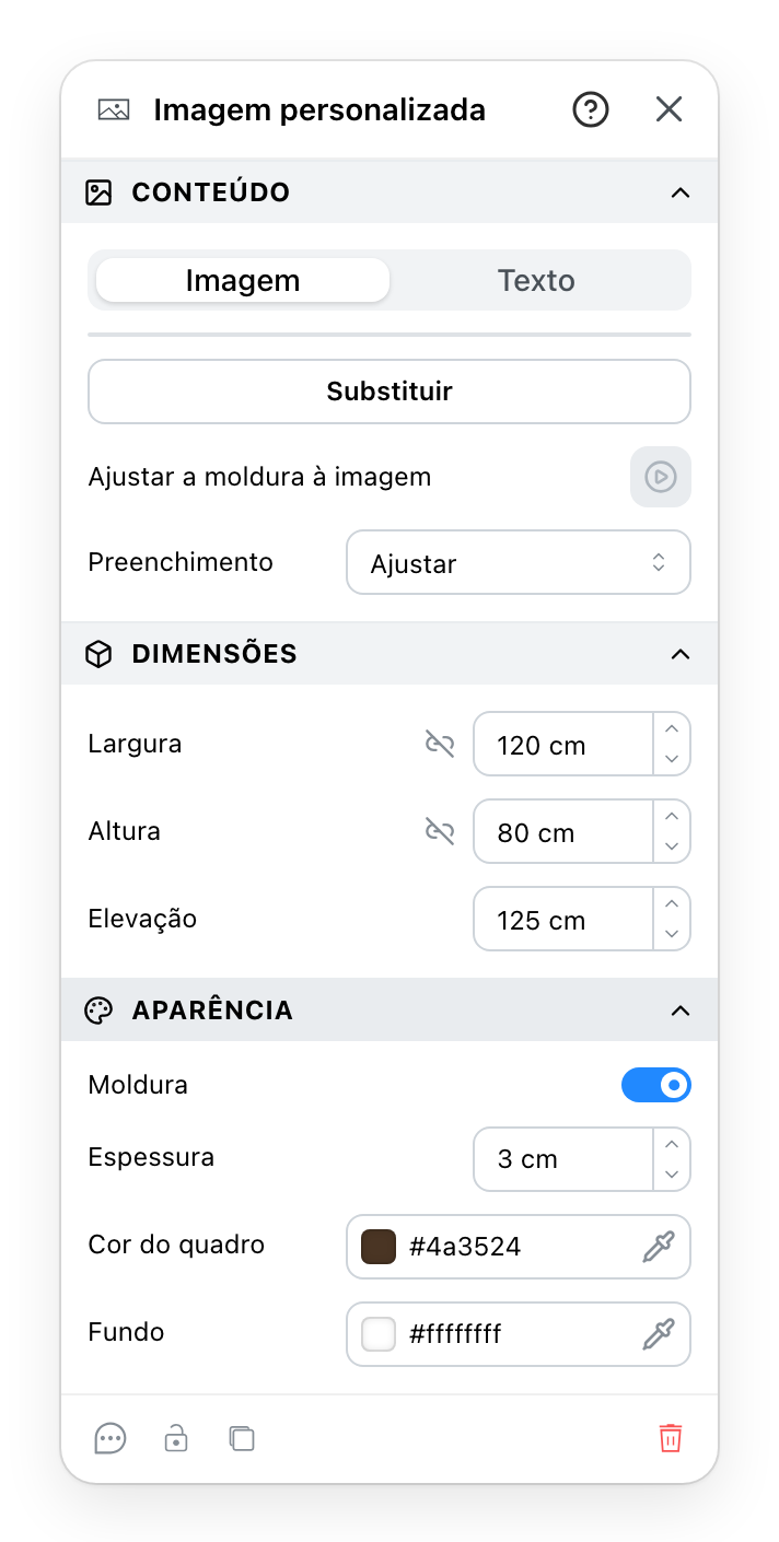 O painel Imagem personalizada
