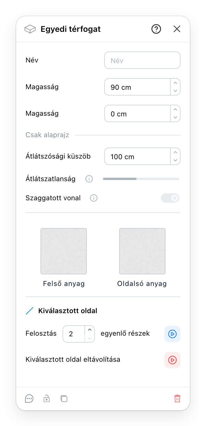 Az Egyedi térfogat panel