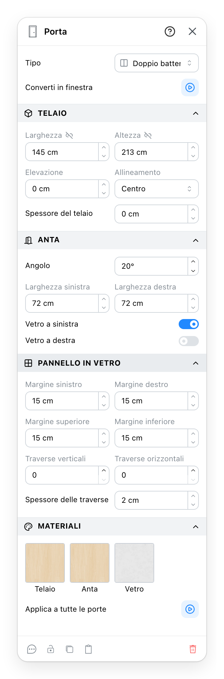 Il pannello Porta