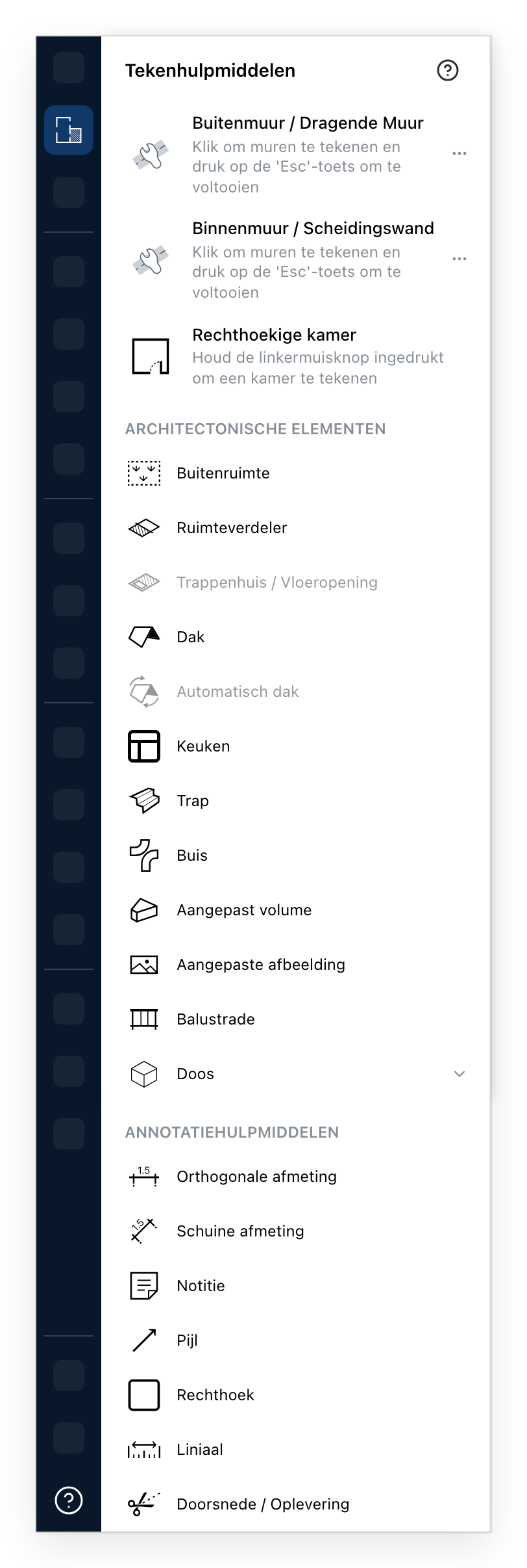 Het paneel Tekengereedschap