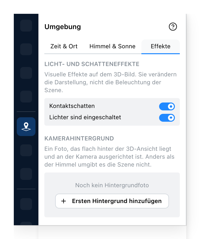 Das Umgebungspanel, Effekte