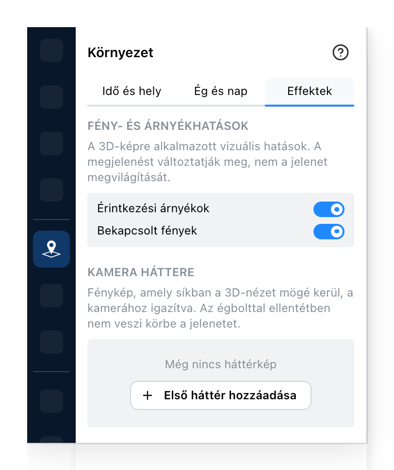 A Környezet panel, effektek