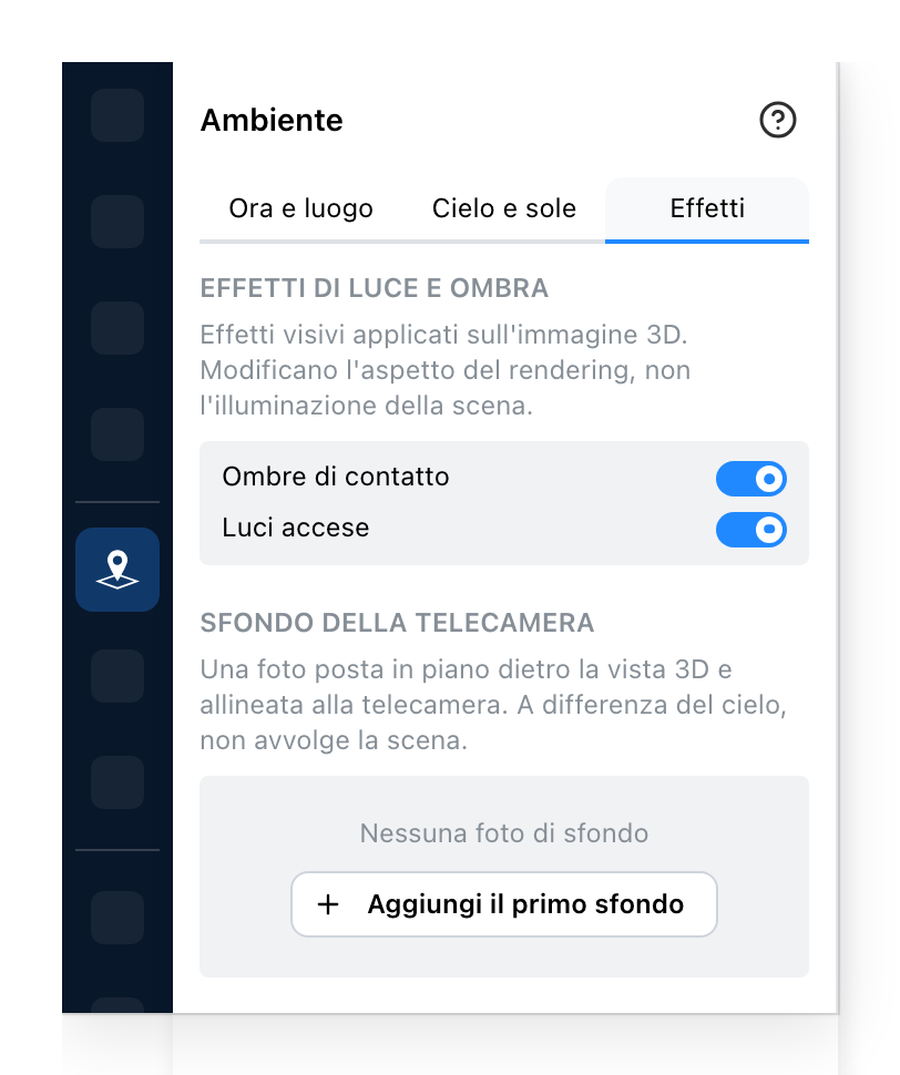 Il pannello Ambiente, sugli effetti