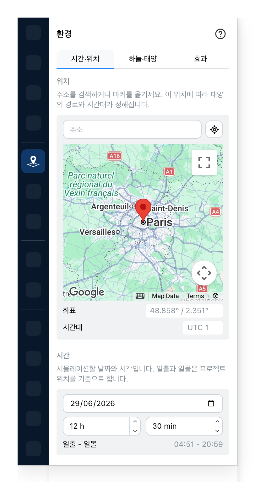 환경 패널, 시간과 위치