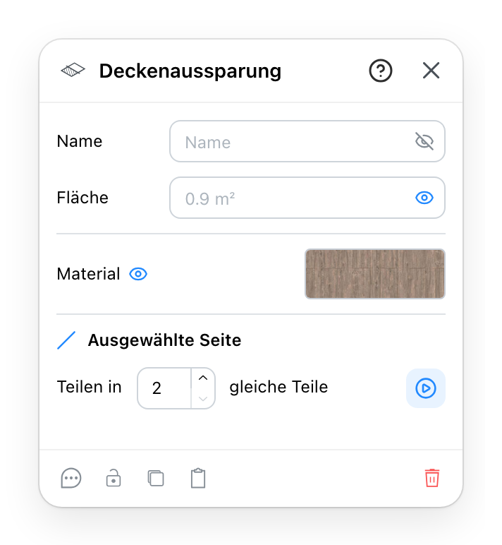 Das Panel Deckenaussparung
