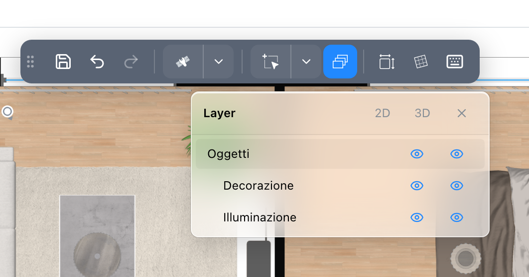 Il pannello dei layer, una riga per layer