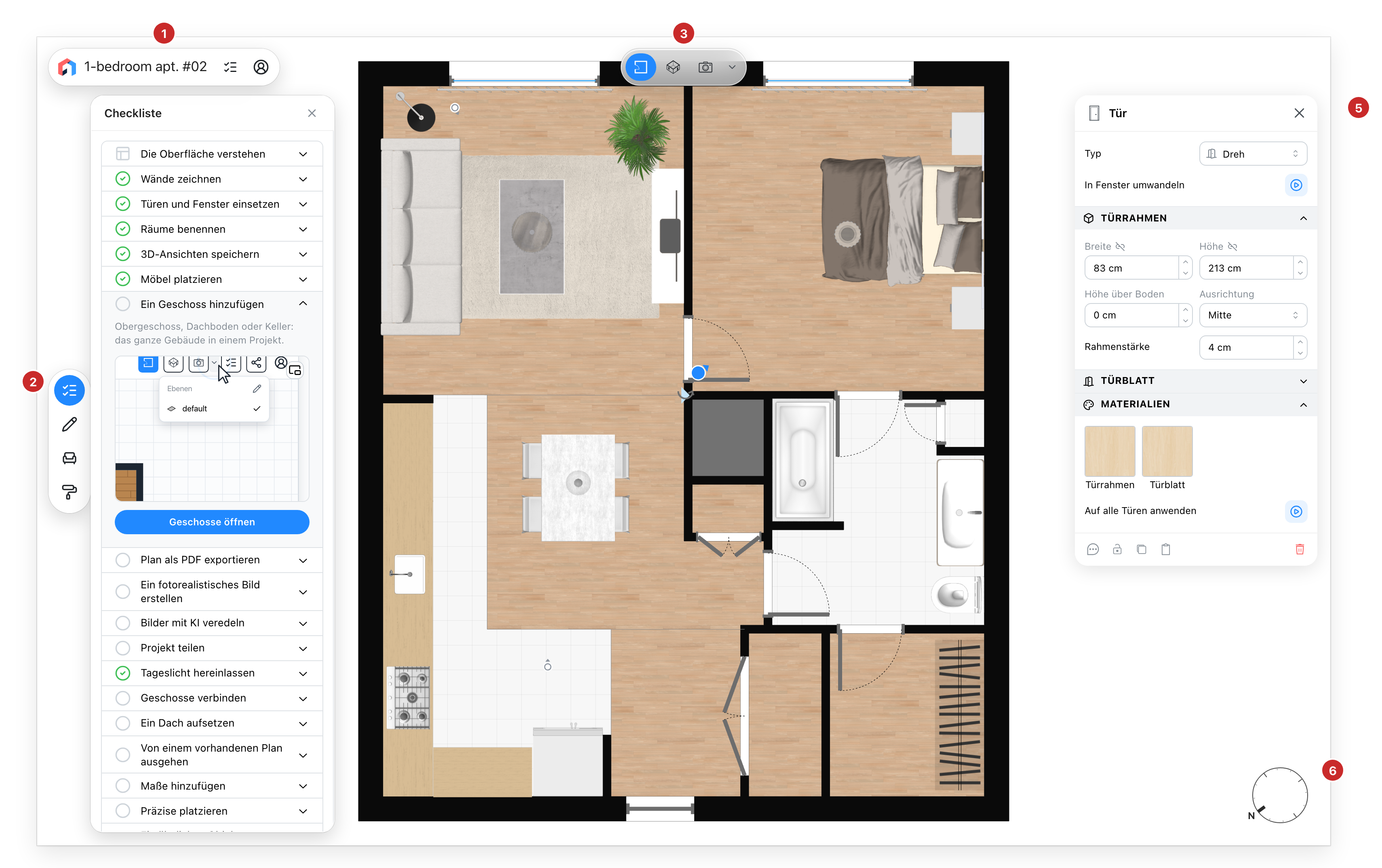 Der Light-Editor, seine Teile nummeriert