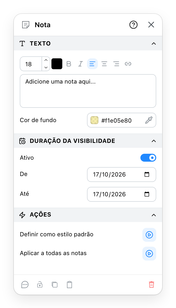 O painel Nota