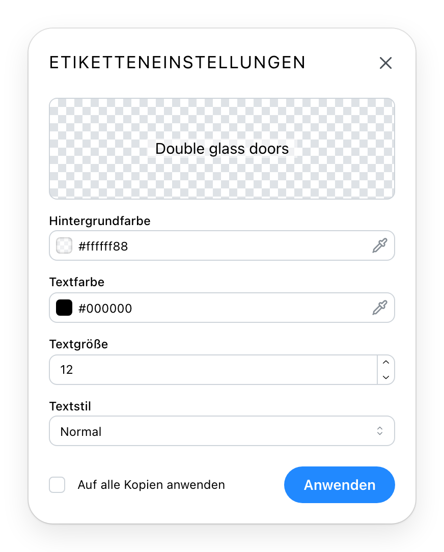 Der Dialog Beschriftungseinstellungen