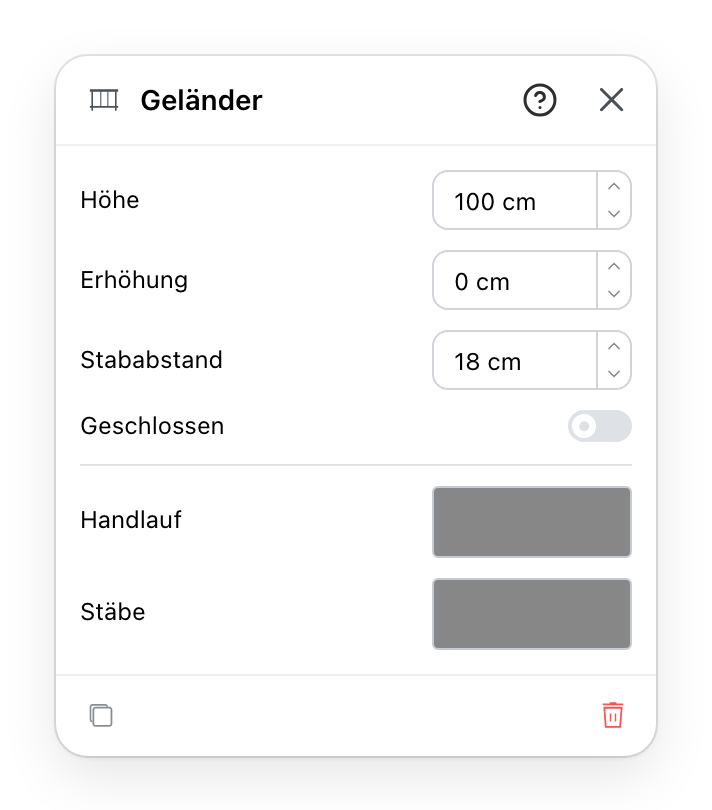 Das Panel eines älteren Geländers