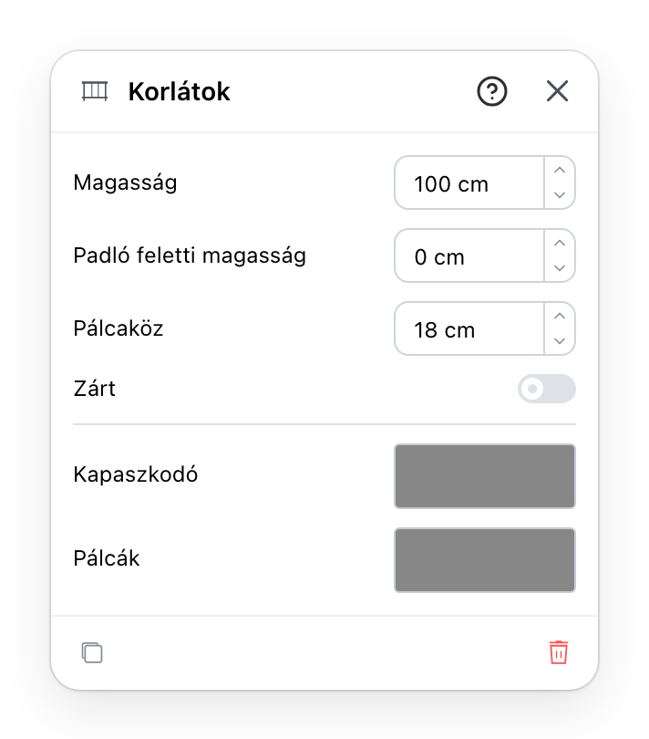 Egy régebbi korlát panelje