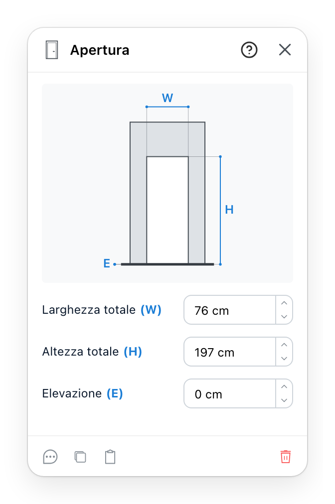 Il pannello Apertura