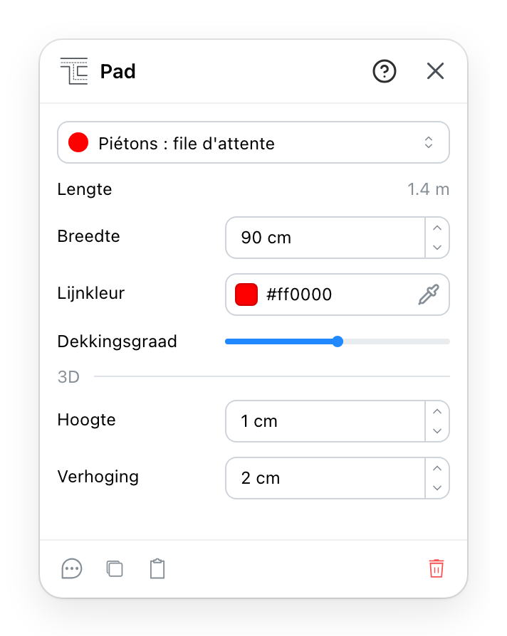 Het routepaneel