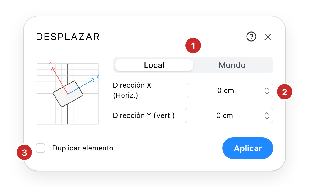 El diálogo Desplazar