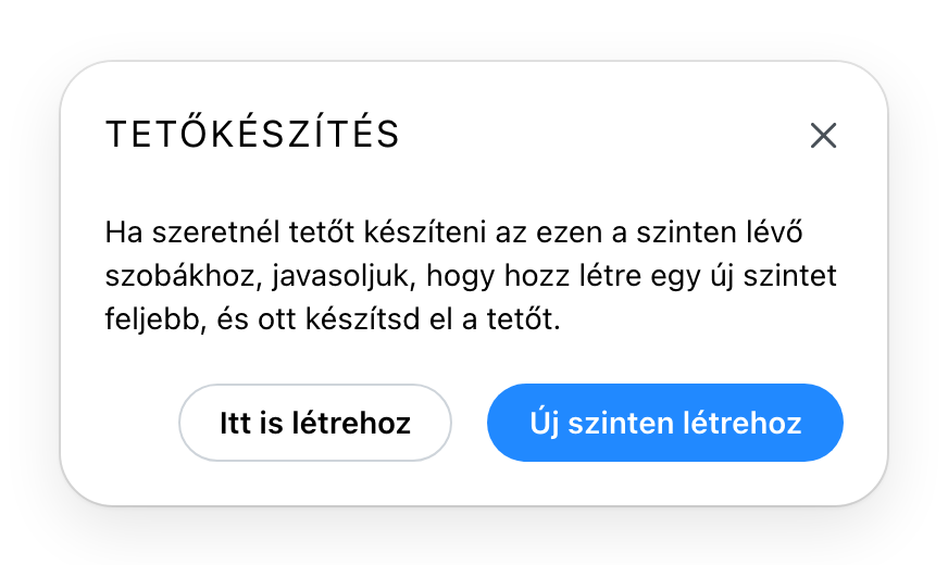 A Tetőkészítés párbeszédablak