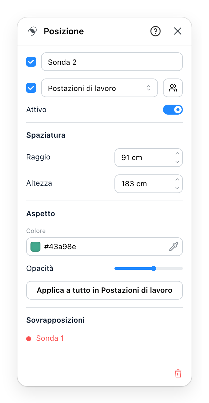 Il pannello della postazione