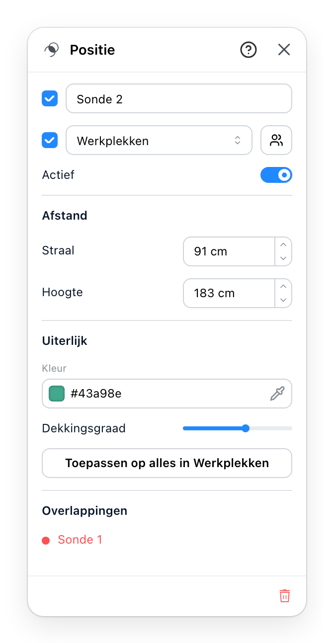 Het positiepaneel