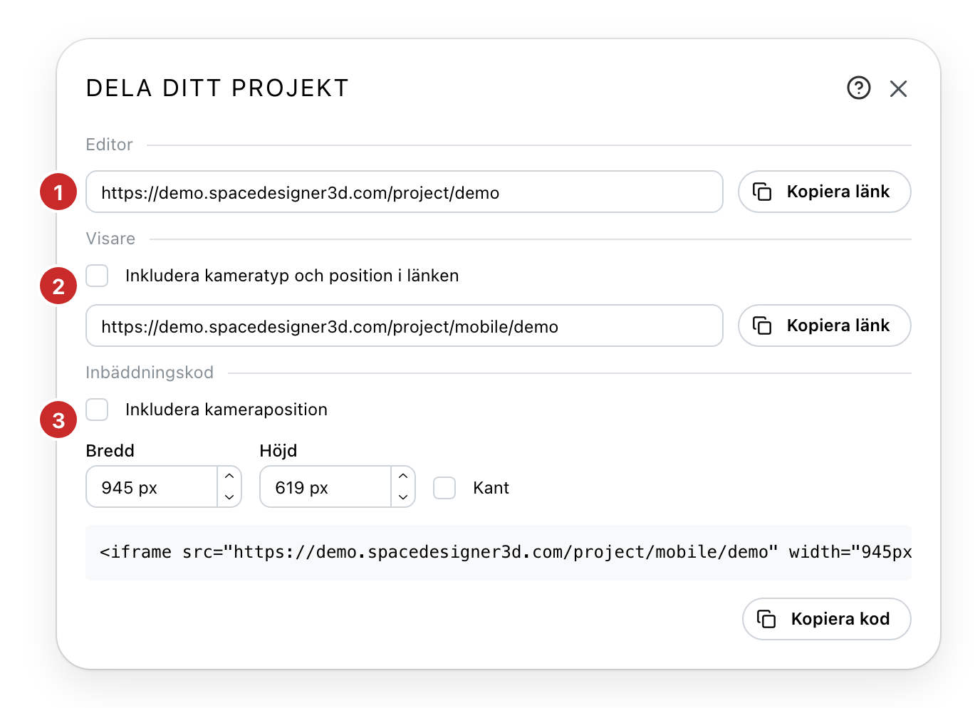 Delningsdialogen, med sina tre avsnitt numrerade