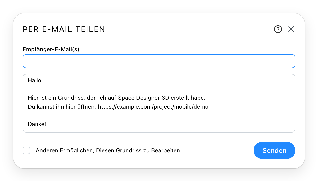 Der Dialog Per E-Mail teilen