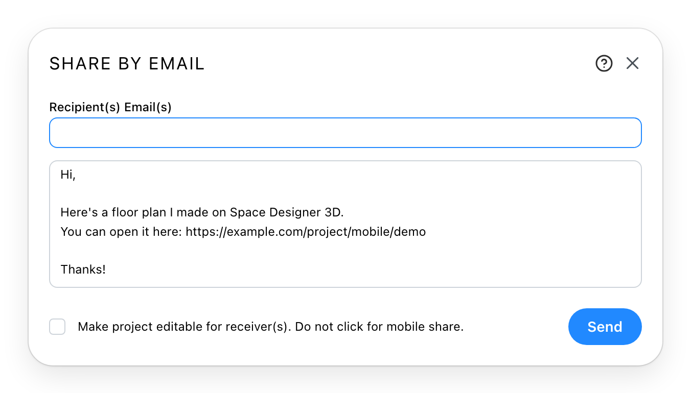 The share by email dialog