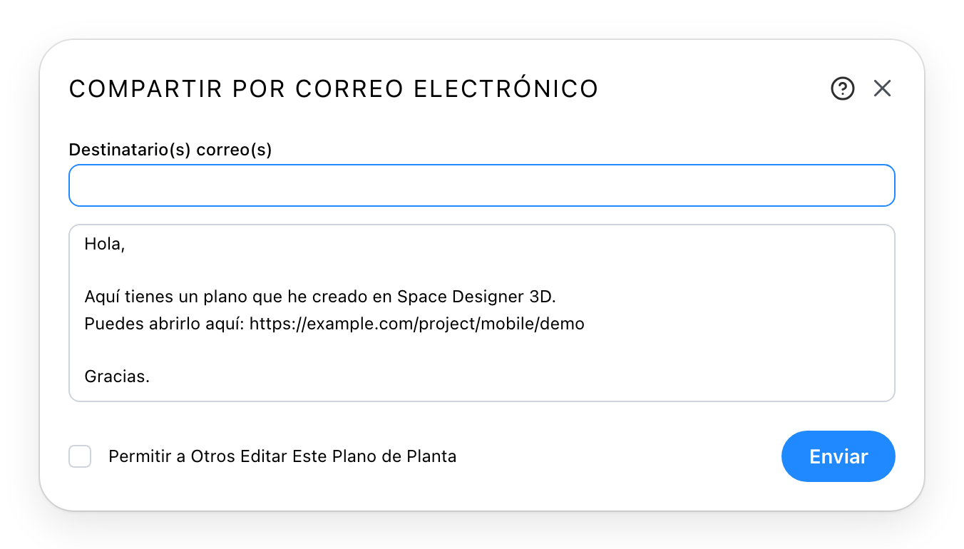 El diálogo de compartir por correo