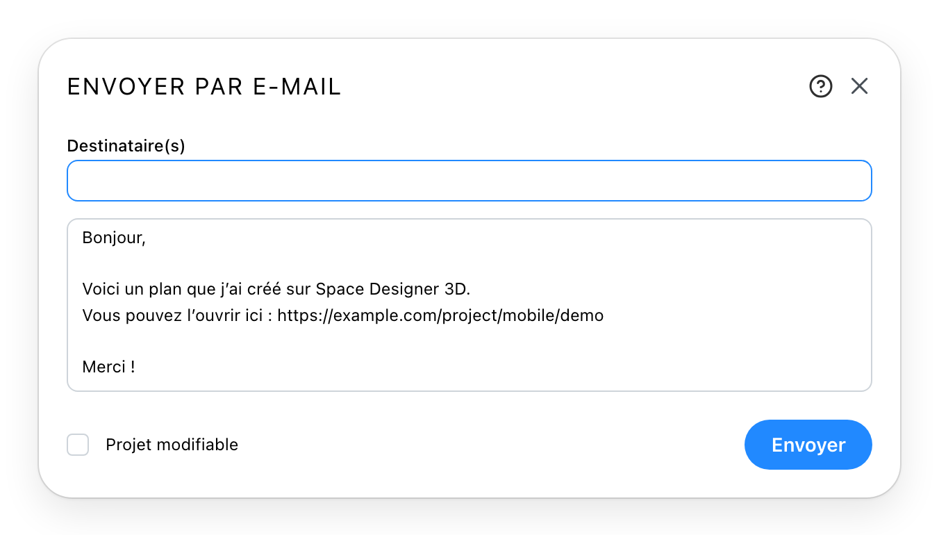 Le dialogue de partage par e-mail