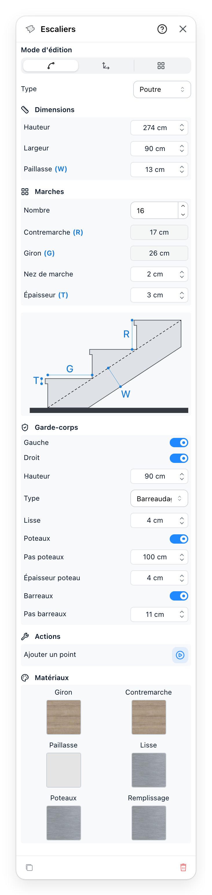 Le panneau Escaliers