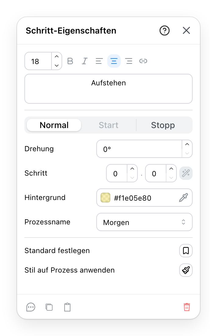 Das Schritt-Panel