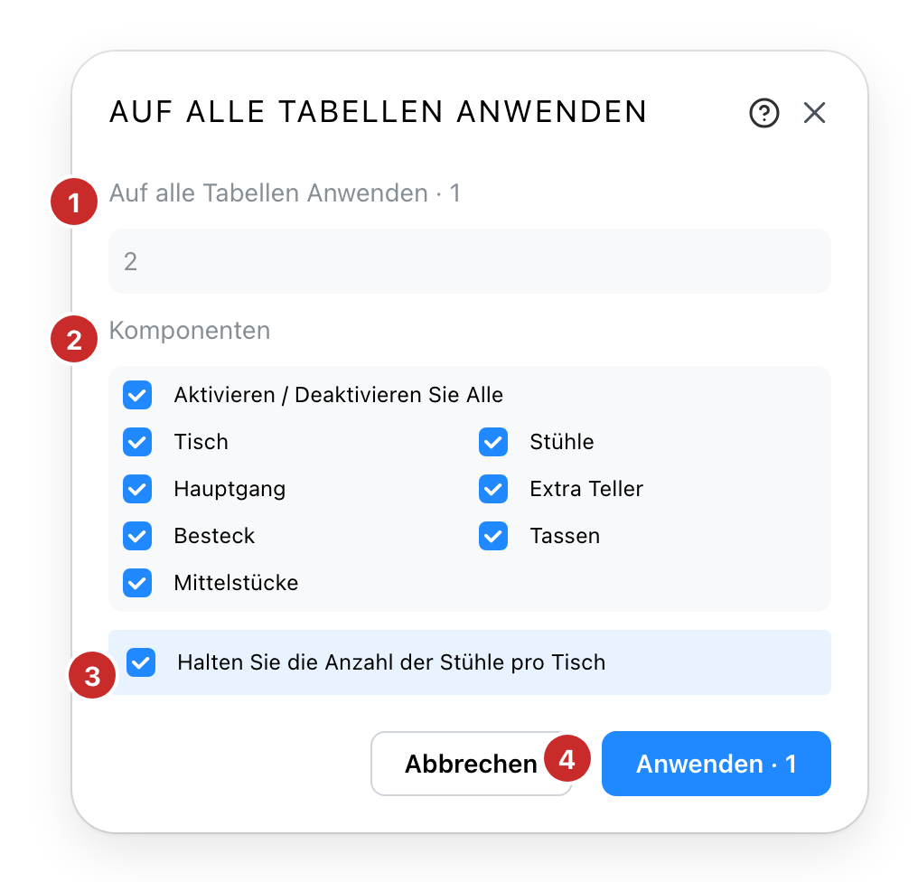 Die Zusammenstellung eines Tisches auf die anderen anwenden