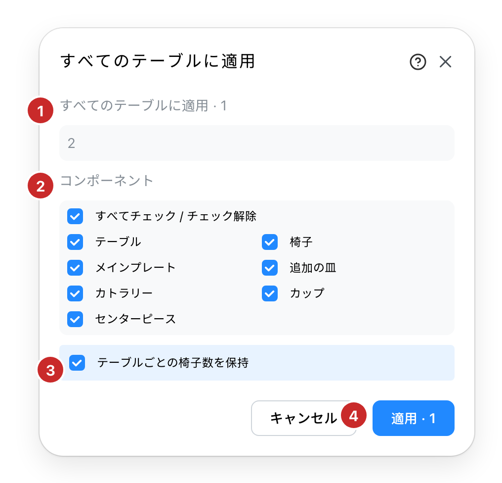 テーブルの構成を他へ適用する