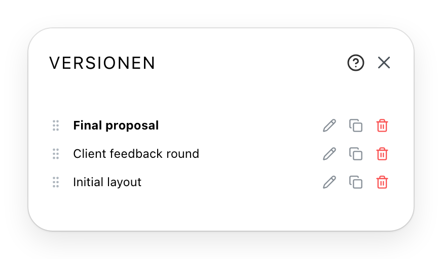Der Versionsdialog