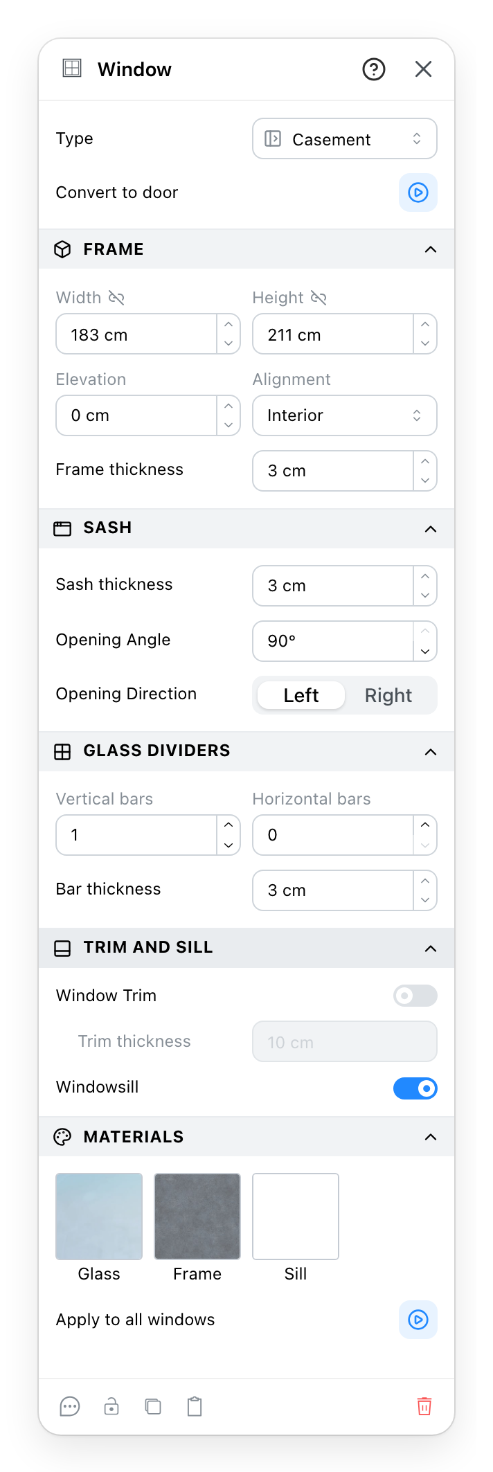 The Window panel