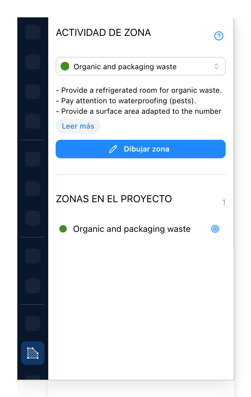 La pestaña Zonas